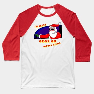 Santa Claus Driving Cool Christmas Cartoon Baseball T-Shirt